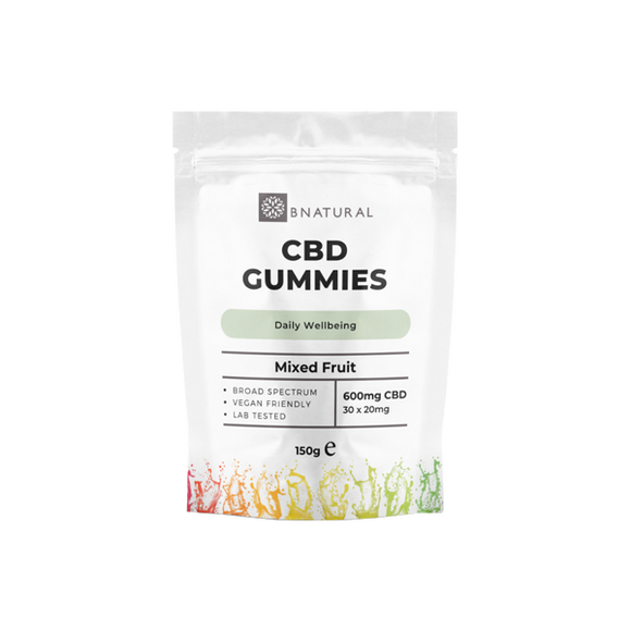 Bnatural 600mg Broad Spectrum CBD Mixed Fruit Gummies - 30 Pieces